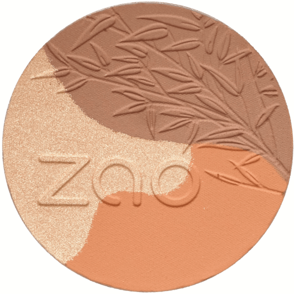 ORGANIC Sublime Mosaic Powder REFILLABLE showing natural shades with a leaf pattern embossed for a plastic free refill shop option