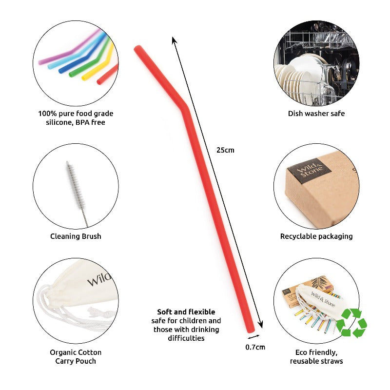 Silicone Drinking Straws (6pcs)
