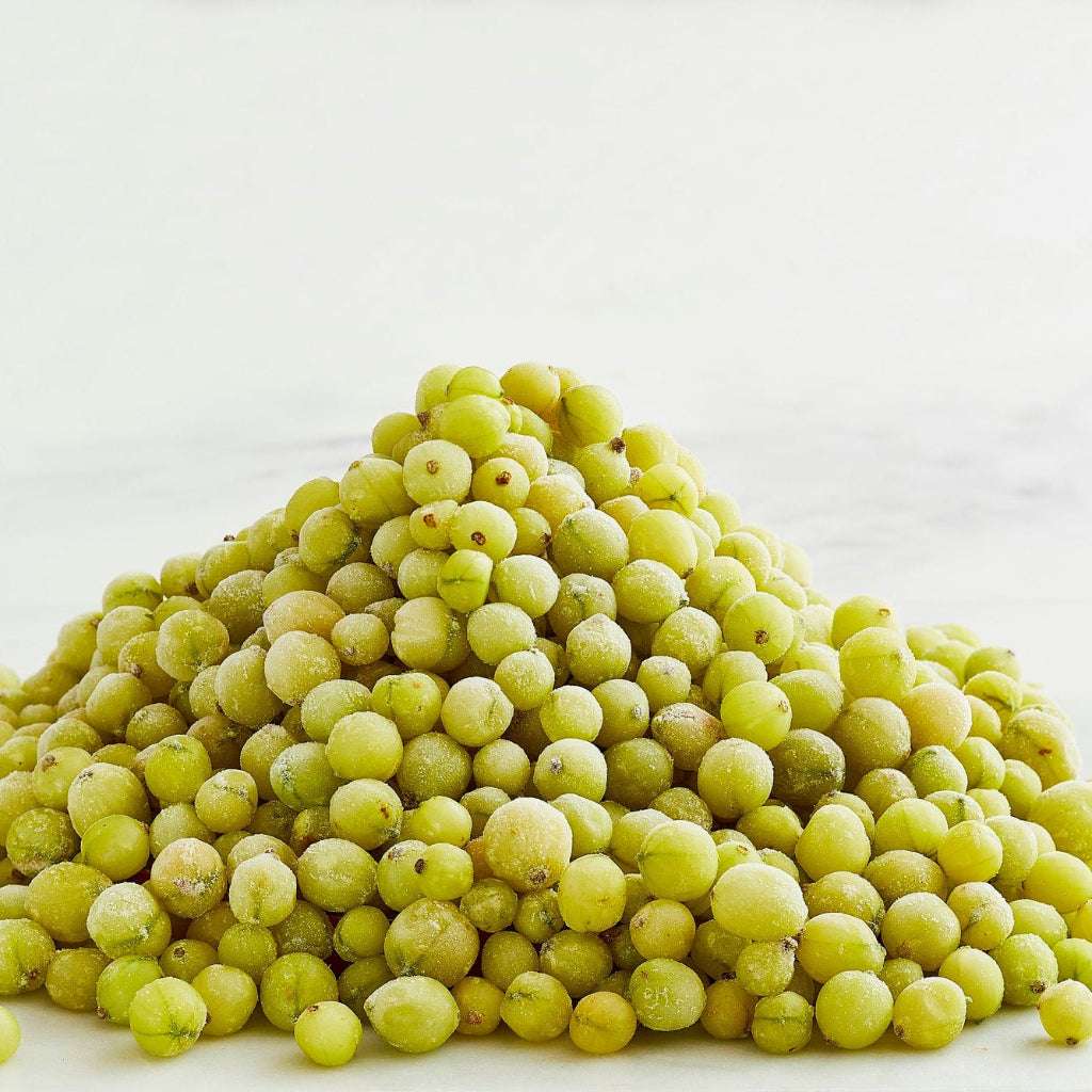 Pile of gooseberries on a white background