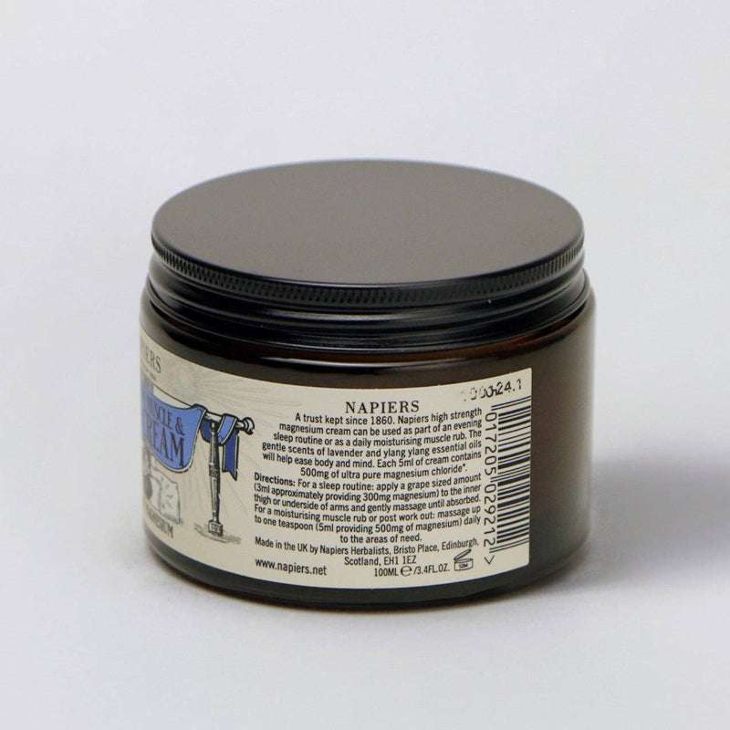 Jar of Napiers cream with label on a white background