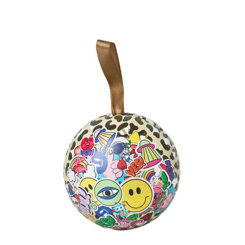 Decorative ornament with colorful designs on a white background