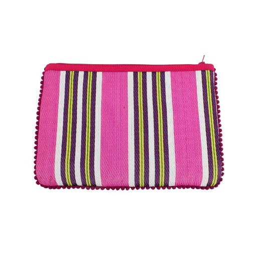 Recycled  Woven Pom Pom Pouch