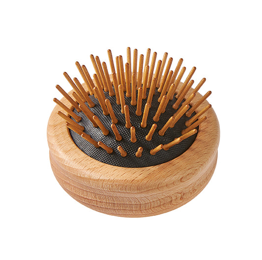Wooden Travel Pop-Up Hairbrush