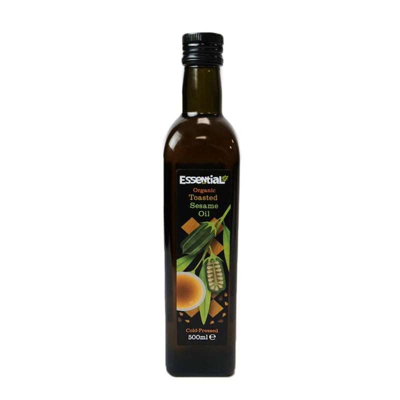 Bottle of Toasted Sesame Seed Oil ORGANIC (500ml) with natural, organic food and plant-based qualities