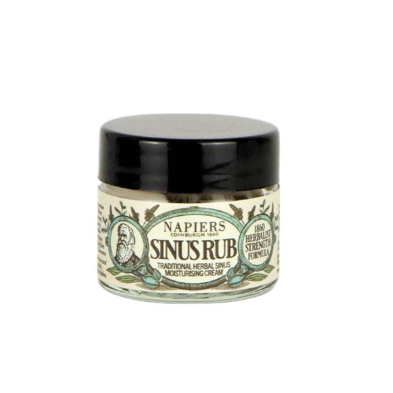 Jar of Napiers Sinus Rub cream on a white background
