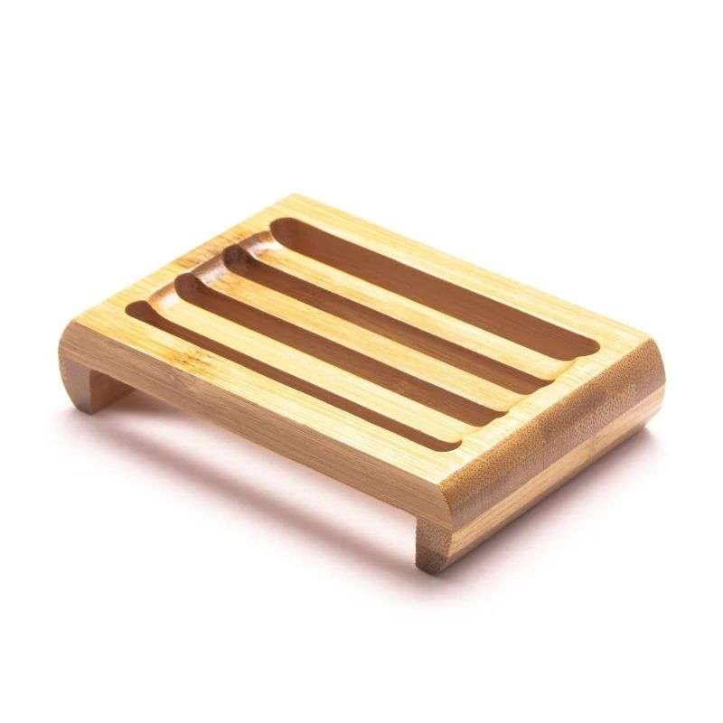 Bambioo soap dish with slotted design on a white background