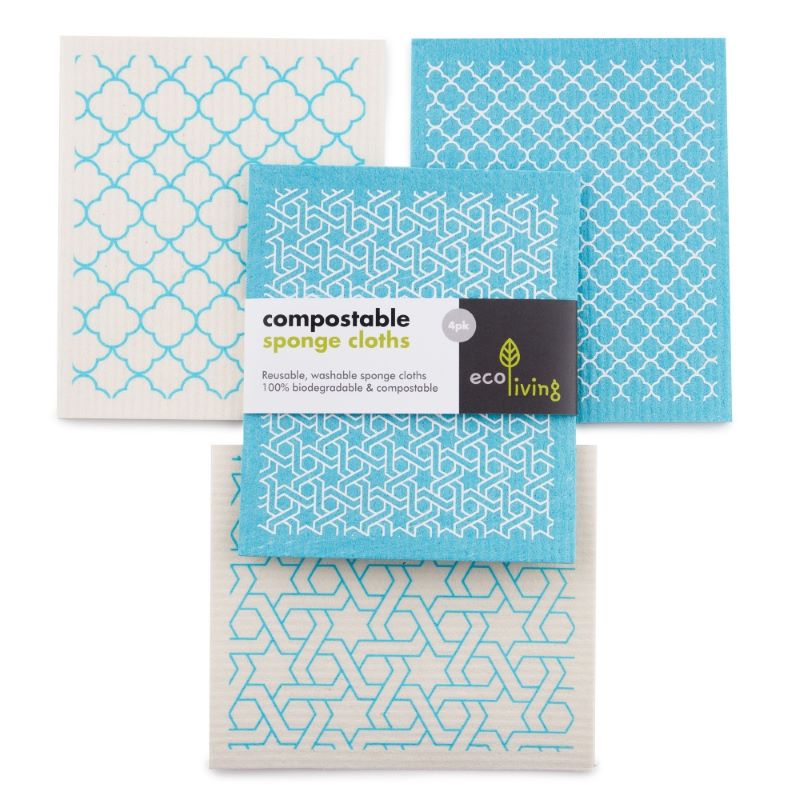 Sponge Clothes Reusable Zero Waste Cleaning Cloths (4 Pack) - The Village Refill