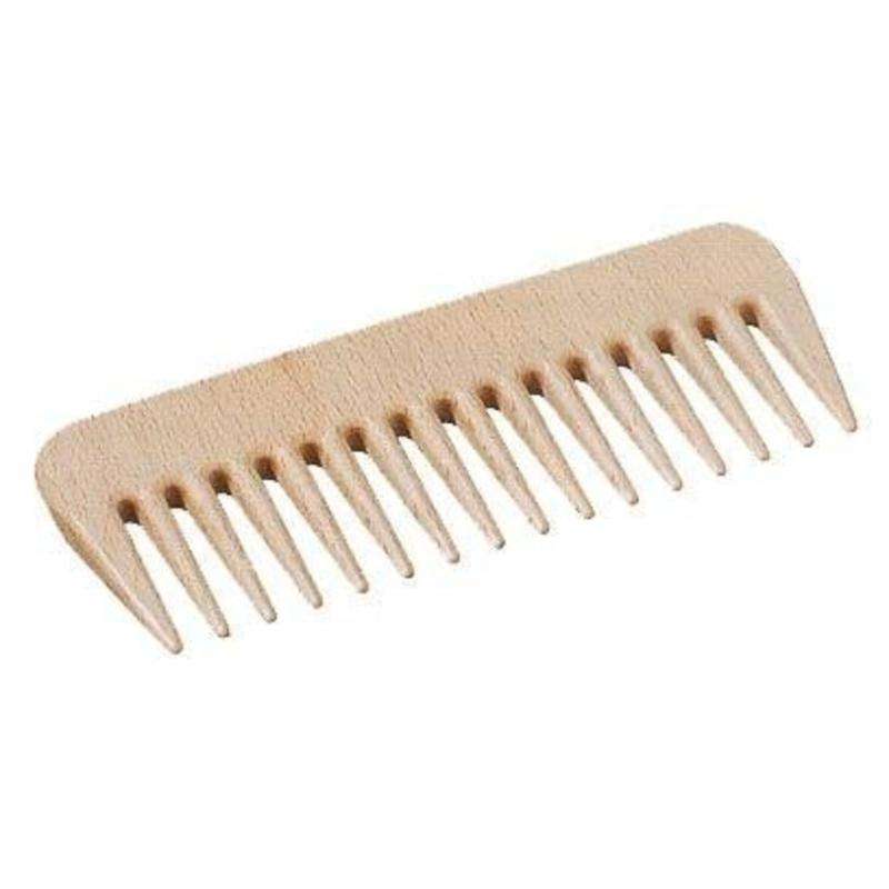 Bamboo Comb with wide teeth designed for gentle detangling, made from natural, plastic free, organic materials.