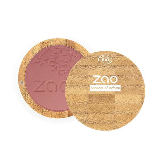 Natural pink makeup compact with bamboo lid featuring ORGANIC Compact Natural Blusher REFILLABLE for eco-friendly beauty routines
