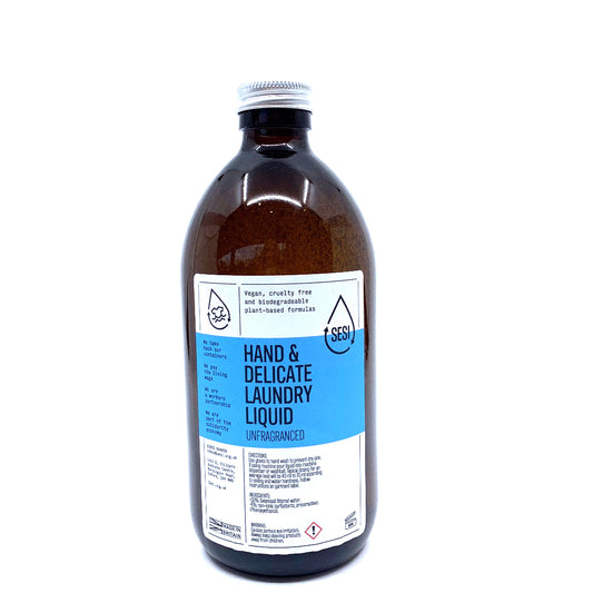 Delicates label on glass amber bottle