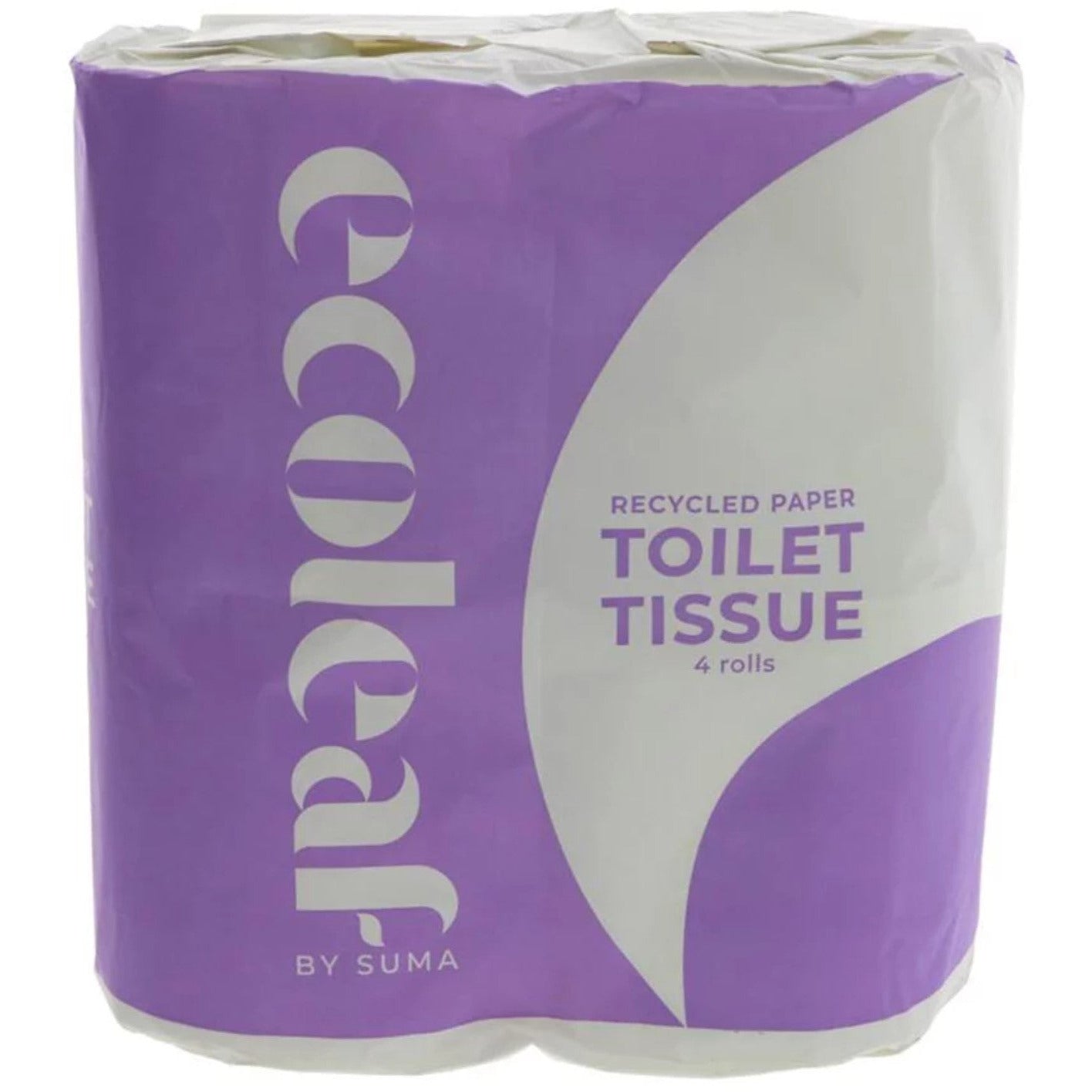 Toilet Roll x4 made from recycled paper in eco-friendly, cruelty-free, and sustainable packaging with purple and white design