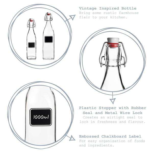 Glass Swing Bottle with Chalk Board Label