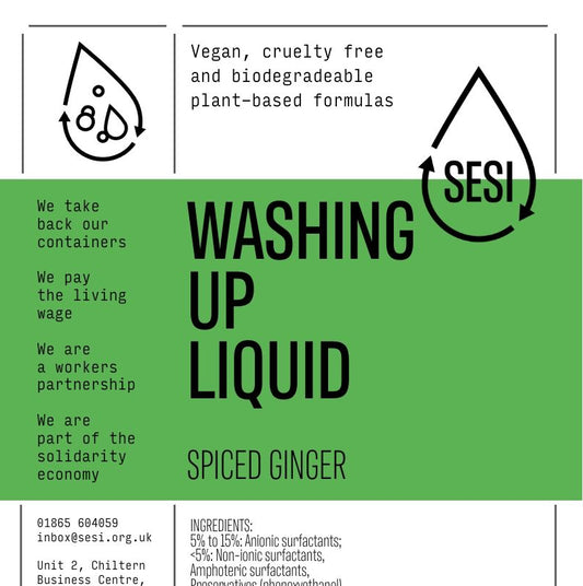 Plant based vegan, cruelty free frangranced liquid washing up liquid