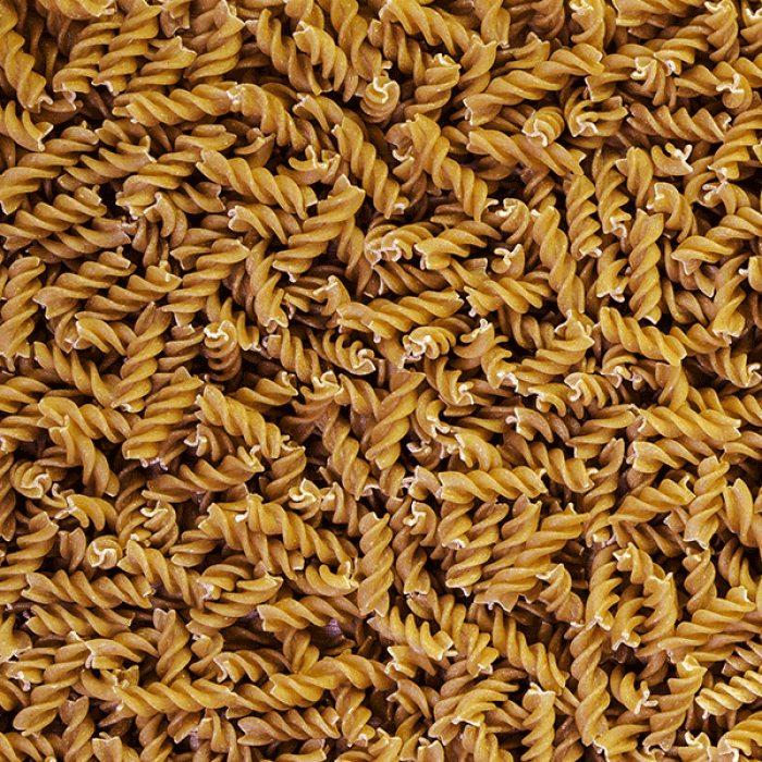 Close-up of uncooked fusilli pasta