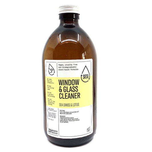 Window and Glass label on glass amber bottle