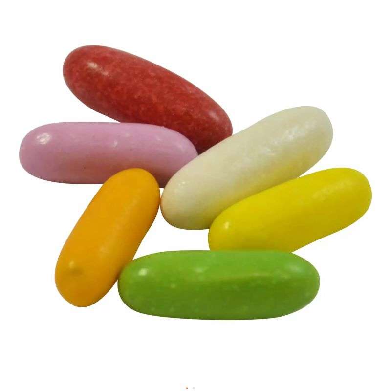 Colorful assortment of smooth liquorice comfits in red, pink, white, yellow, orange, and green, Liquorice Comfits (per 100g)