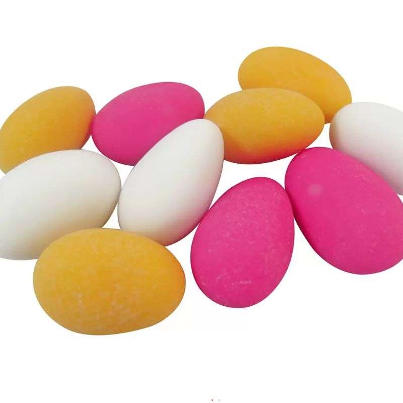 Sugared Almonds (per 100g) in bright pink, orange, and white coatings, ethical and sustainable choice