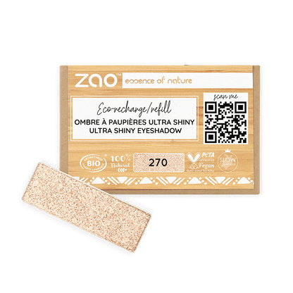 Eco-friendly ORGANIC Natural Eye Shadow REFILL with ultra shiny finish in natural, refillable packaging