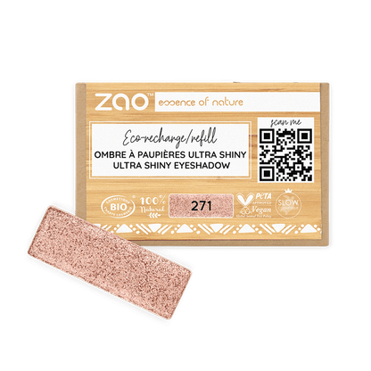 ORGANIC Natural Eye Shadow REFILL ultra shiny pink shade in eco-friendly packaging with natural and vegan certifications
