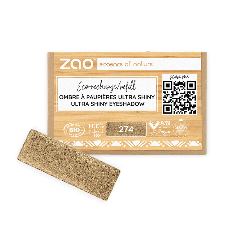ORGANIC Natural Eye Shadow REFILL in eco-friendly packaging with 100% natural, vegan, and ultra shiny formula refill block