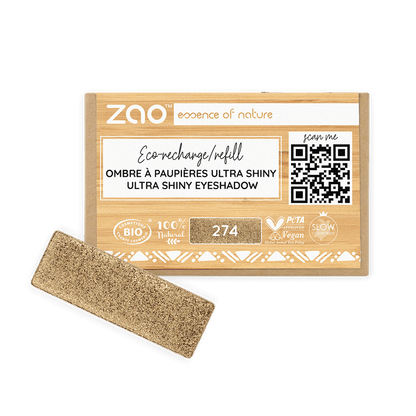 ORGANIC Natural Eye Shadow REFILL in eco-friendly packaging with 100% natural, vegan, and ultra shiny formula refill block