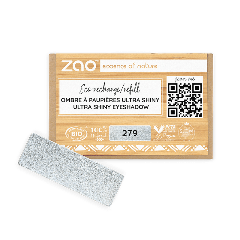 ORGANIC Natural Eye Shadow REFILL with silver shimmer, eco-friendly and 100% natural plant-based ingredients