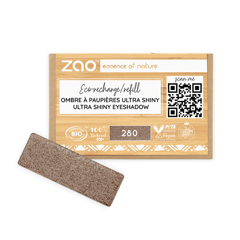 ORGANIC Natural Eye Shadow REFILL in a natural beige shade with eco-friendly, plastic free, and vegan packaging label.