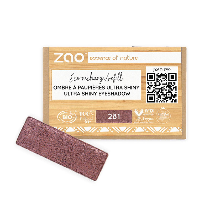 ORGANIC Natural Eye Shadow REFILL in shimmering mauve shade with eco-friendly packaging and natural ingredients
