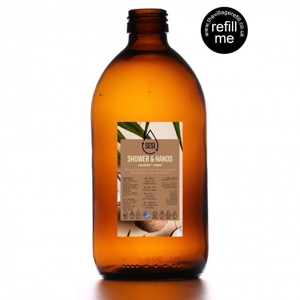Brown bottle with a label on a white background