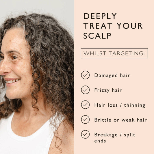 scalp care solutions for damaged, frizzy, hair loss, thinning, brittle, weak, and breakage issues.