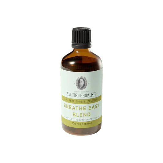 Bottle of 'Breathe Easy Blend' on a white background
