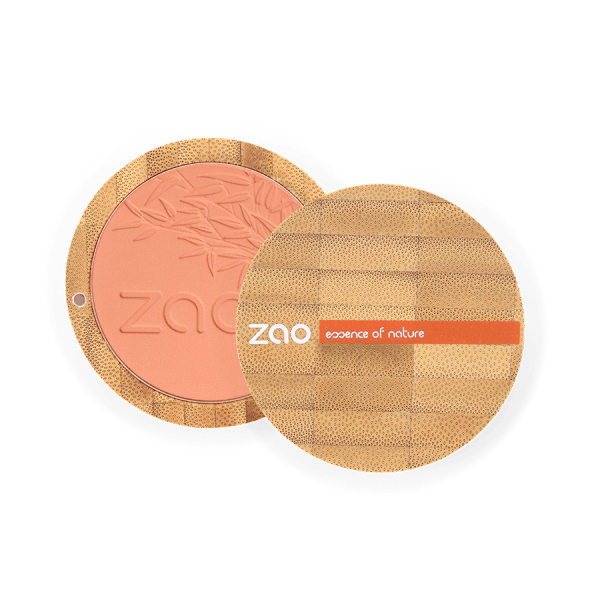 ORGANIC Compact Natural Blusher REFILLABLE with natural bamboo packaging and soft peach-toned powder for natural skincare routines