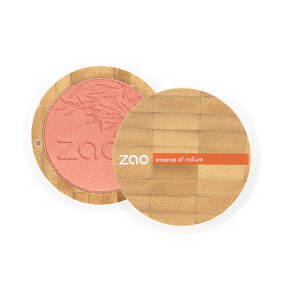 ORGANIC Compact Natural Blusher REFILLABLE with bamboo-style casing and natural pink blush for a plastic free refill shop option