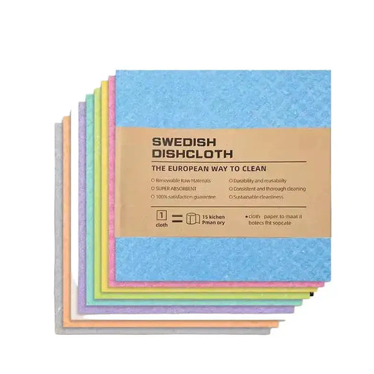 Swedish Dish Cloths (4pcs) in pastel colors made from sustainable, cruelty-free, and reusable materials for cleaning.