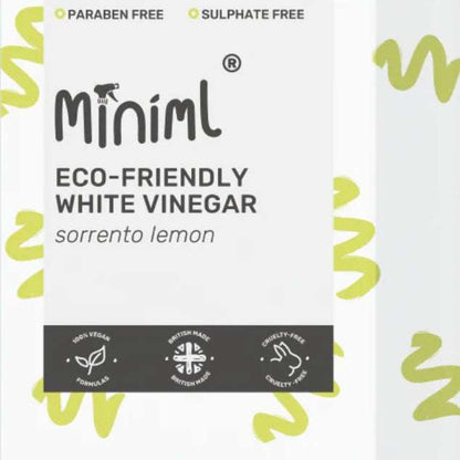 Miniml eco-friendly white vinegar packaging with lemon flavor on a white background