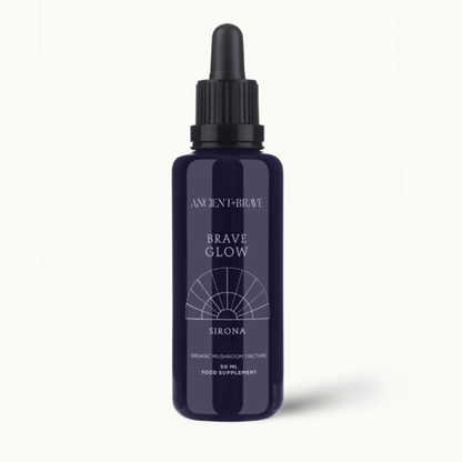 Bottle of 'Brave Glow' by Ancient & Brave on a white background
