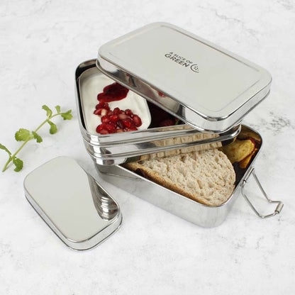 Two Tier Rectangle Lunch Box (1000ml) + Mini Container