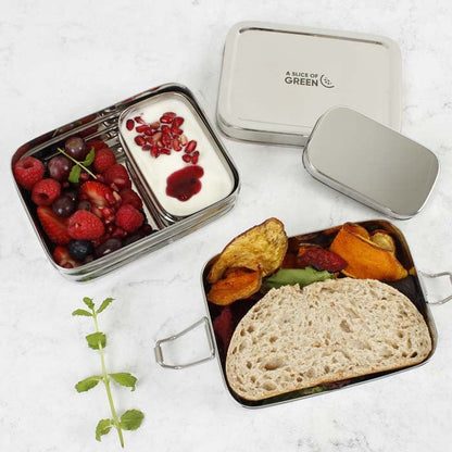 Two Tier Rectangle Lunch Box (1000ml) + Mini Container