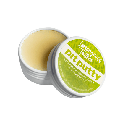 Natural ORGANIC Deodorant in Tin open showing smooth creamy texture in plastic free reusable container