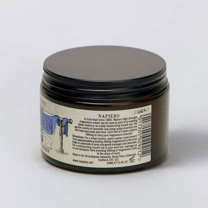 Jar of Napiers cream with label on a white background