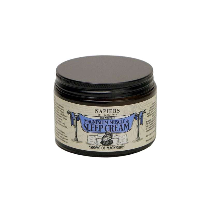 Napiers Magnesium Muscle & Sleep Cream jar on a white background