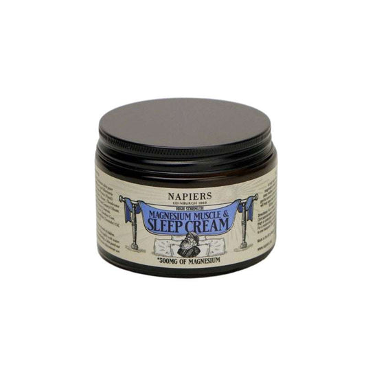Napiers Magnesium Muscle & Sleep Cream jar on a white background