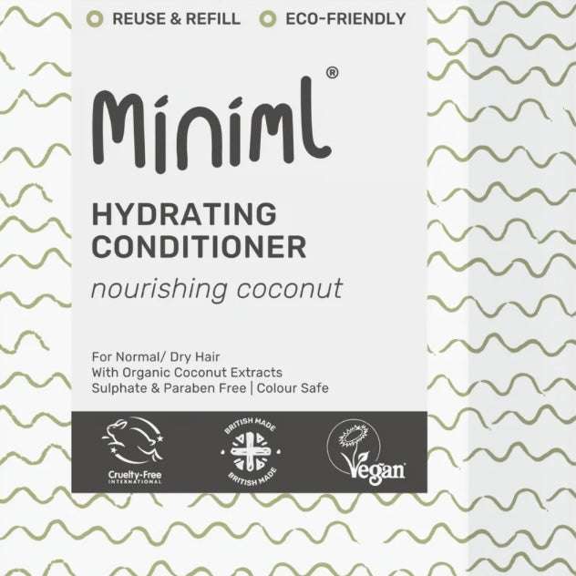 Miniml Hydrating Conditioner packaging with text and logos on a white background