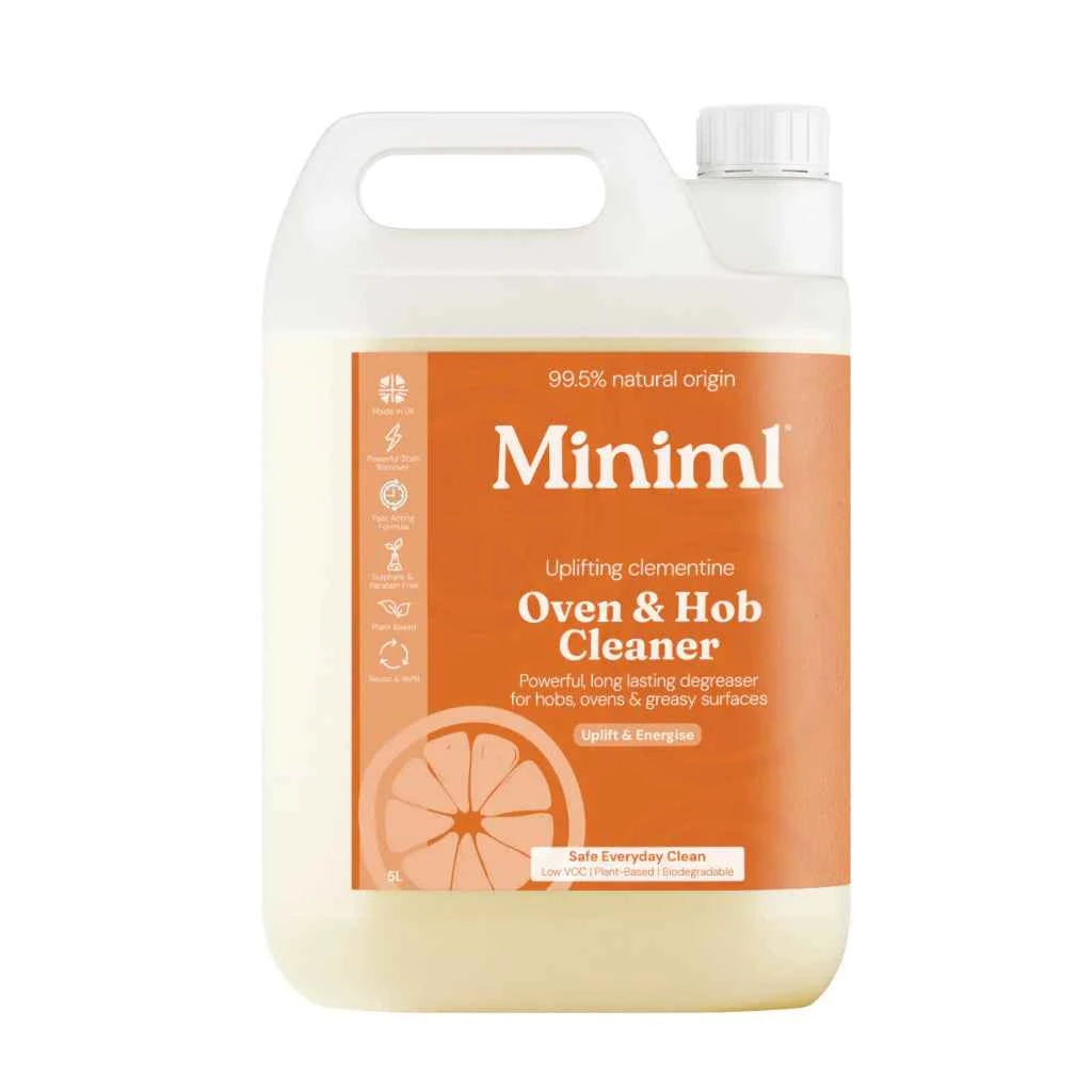 Miniml Oven & Hob Cleaner bottle with orange label on a white background