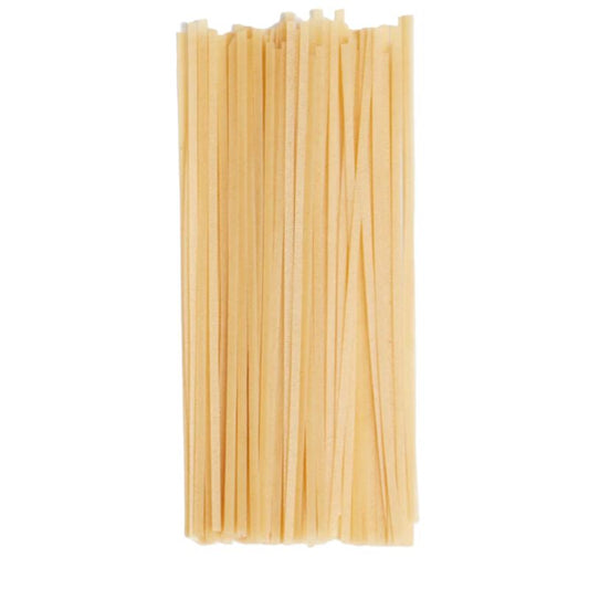 Rice Noodles ORGANIC (per 200g) shown as natural light beige uncooked pasta strands in close-up view