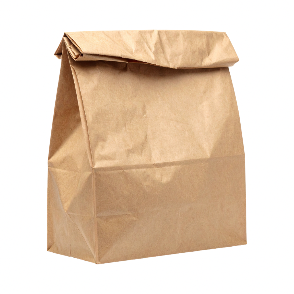 Brown paper bag on a white background