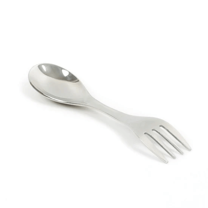 Stainless Steel Spork blending a spoon and fork in one durable, eco-friendly utensil for sustainable dining.