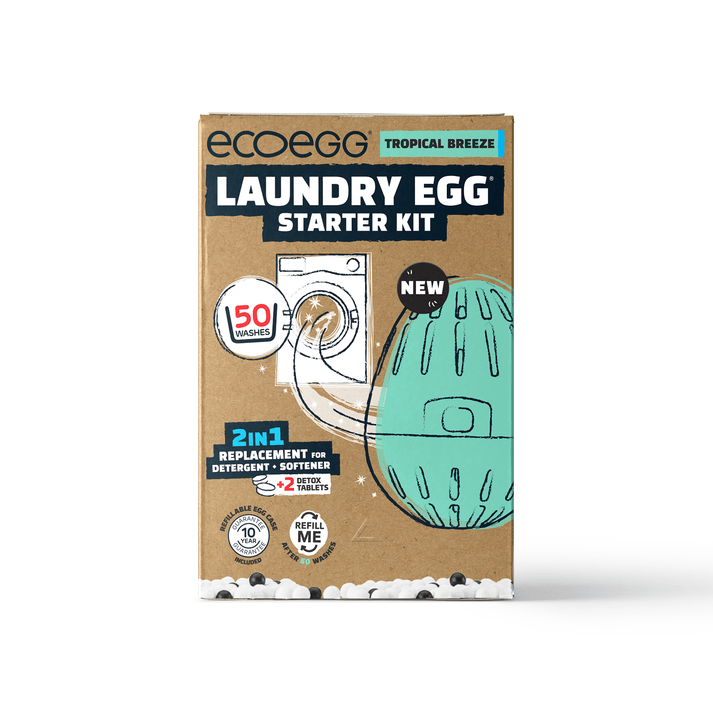 ecoEgg laundry egg starter kit packaging on a white background