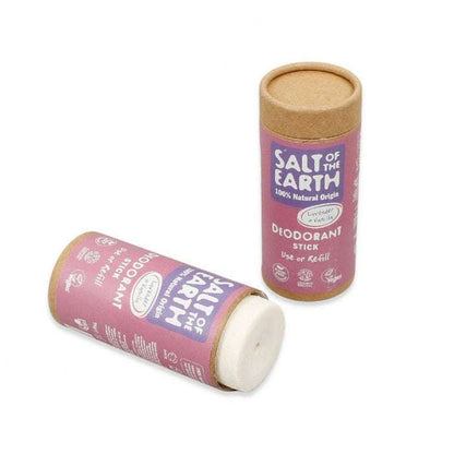Refillable Natural Deodorant Stick (84g) with natural ingredients in eco-friendly packaging for plastic free skincare.