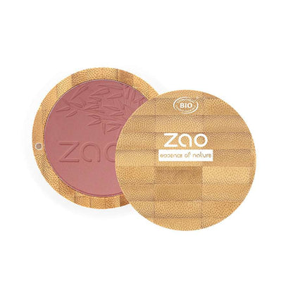 Natural pink makeup compact with bamboo lid featuring ORGANIC Compact Natural Blusher REFILLABLE for eco-friendly beauty routines